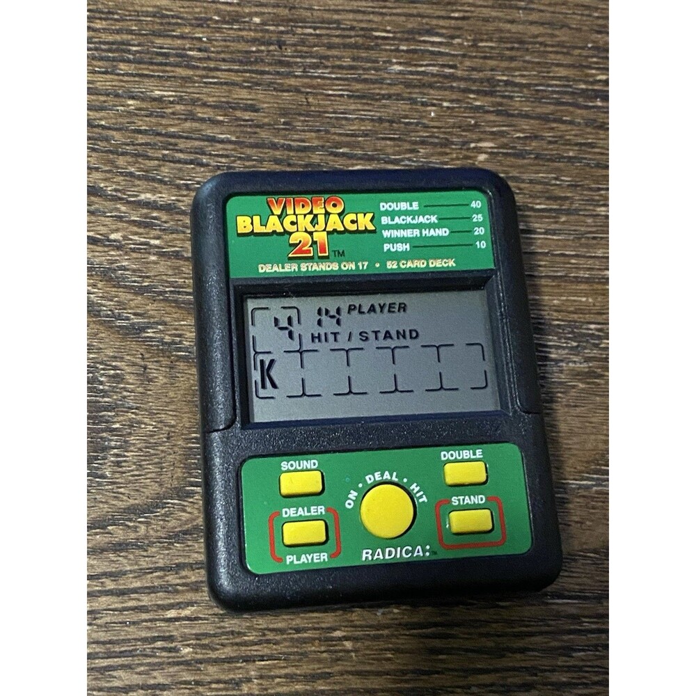 Radica Video Blackjack 21 Retro Handheld LCD Casino Game Model 450 Tested Works